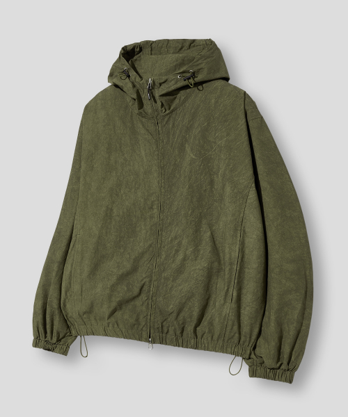 Crease Washed Windbreaker-Khaki