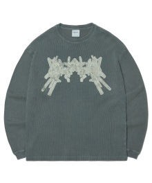 A.W WAFFLE LONG SLEEVE TEE - KHAKI GRAY