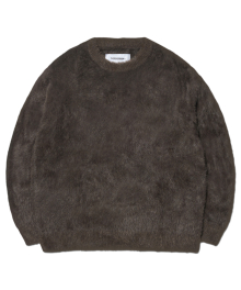 CROPPED HAIRY KNIT - BROWN