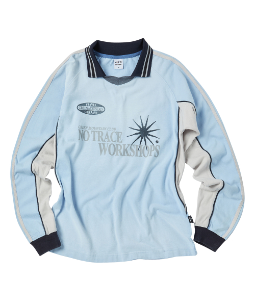 트래블() 스프레이 워싱 칼라드 롱 슬리브 라이트 블루 상품 이미지