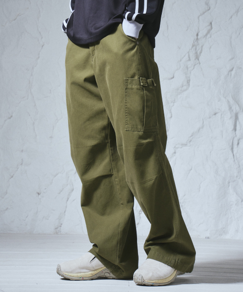 트래블() 카고 포켓 캔버스 팬츠 카키 상품 이미지