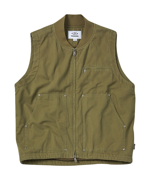 트래블() 워싱 포켓 베스트 카키 상품 이미지