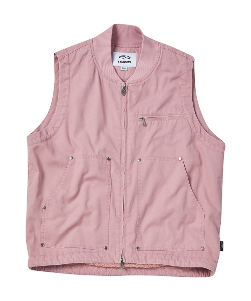 트래블() 워싱 포켓 베스트 핑크 상품 이미지