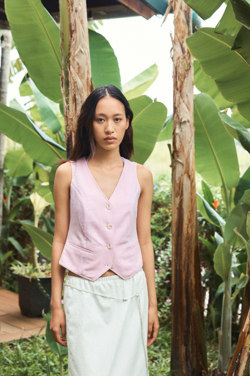 Lou linen Vest _ pink