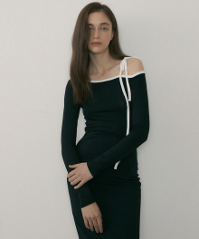 RE-SIDE COLORED POINT LONG SLEEVE TOP BLACK