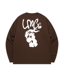 FLAME BEAR LONG SLV TEE brown