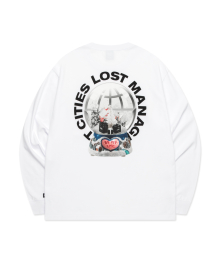 SNOW GLOBE LONG SLV TEE white