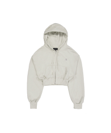 WAL signature crop hood zip-up - LIGHT GREY