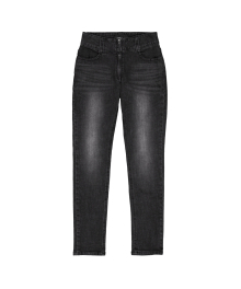 No button skinny denim pants - BLACK