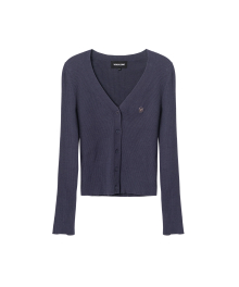 V-neck slim knit cardigan - DEEP PURPLE