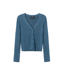 V-neck slim knit cardigan - BLUE