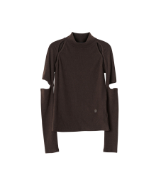 Cut-out long sleeve - DARK BROWN