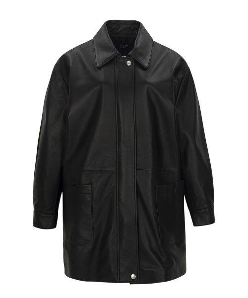 Короткое однобортное пальто (Deep Black)