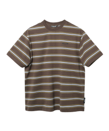 Small Logo Multi Stripe T Shirt - Brown