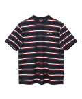 Small Logo Multi Stripe T Shirt - Navy