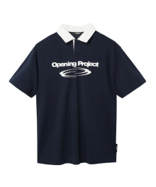 Identity Pique Collar Half T Shirt - Navy