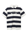 Identity Stripe Collar Half T Shirt - White