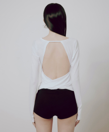 Backless Drape Long Sleeve (FL-130_White)