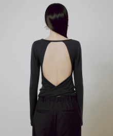 Backless Drape Long Sleeve (FL-130_Black)