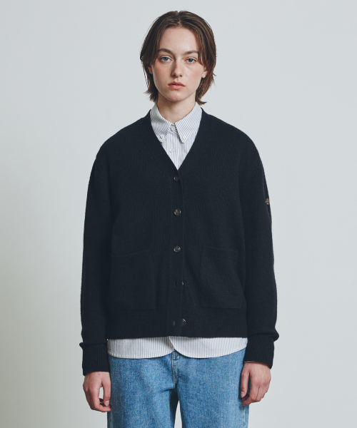 wool v-neck cardigan(womens) black