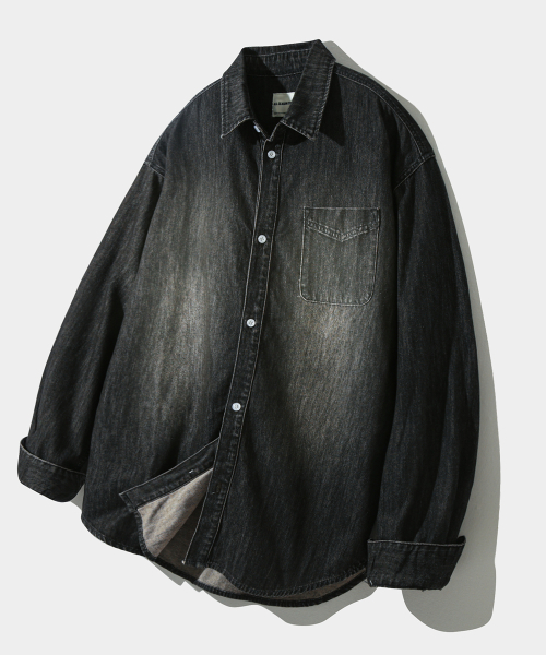 ASI ESSENTIAL BIO WASHING DENIM SHIRT_VINTAGE BLACK