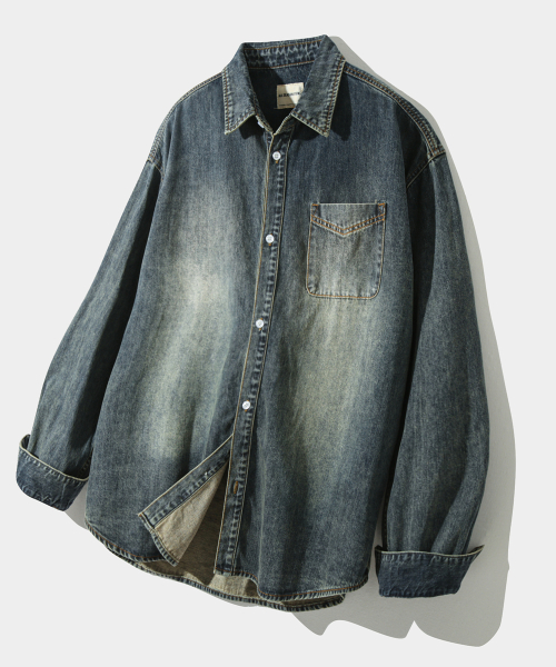 ASI ESSENTIAL BIO WASHING DENIM SHIRT_DUST INDIGO