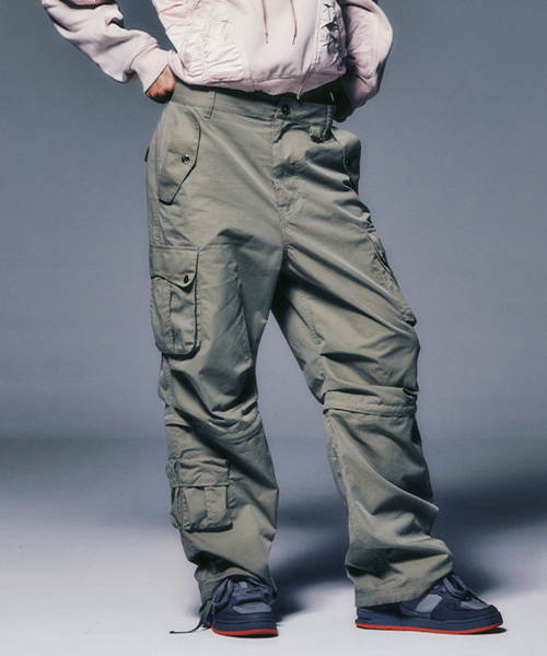 ZIPPER CUT CARGO с карманом брюки KHAKI