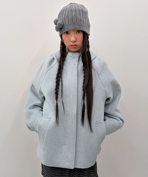 Hooded Half Coat [Sky Blue]
