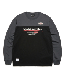 RETRO COLOR BLOCK L/S T-SHIRT - BLACK