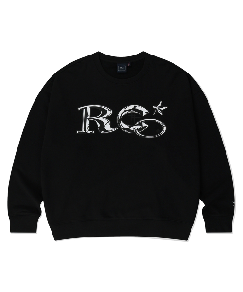 [ROMANTIC CROWN]★25SS★韓国人気★CUBISM FONT L/S 로맨틱크라운(ROMANTIC CROWN) 큐비즘 폰트 크루넥_블랙