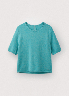 Wool cashmere half sleeve crew neck top_Holy water