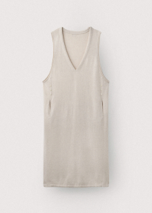 Baby alpaca wool v neck dress_Lamb