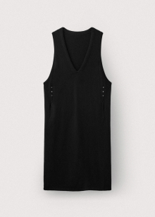 Baby alpaca wool v neck dress_Black