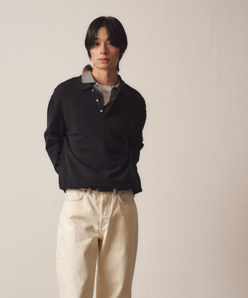 3 Buttons Collar Knit_Черный