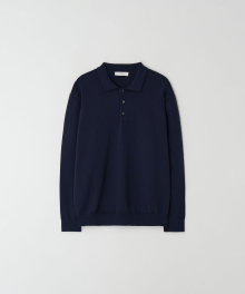 3 Buttons Collar Knit_Navy