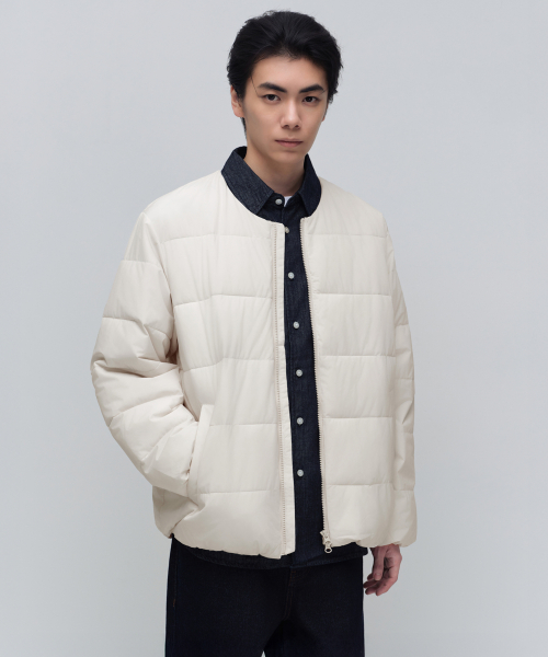 무신사 스탠다드() 데일리 푸퍼 칼라리스 패딩 재킷 [더스티 크림] 상품 이미지