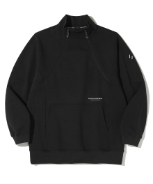 DOUBLE HALF ZIP SWEATSHIRT_BLACK_WOL090