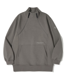 DOUBLE HALF ZIP SWEATSHIRT_GRAY_WOL091