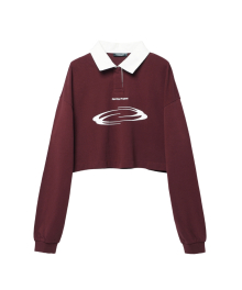 W Identity Pique Collar T Shirt - Burgundy