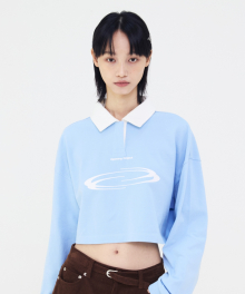 W Identity Pique Collar T Shirt - Sky Blue