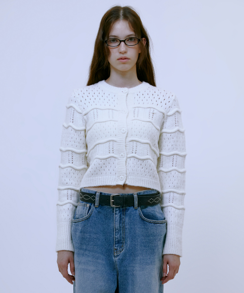 Wave Crop Knit Кардиган (IVORY)