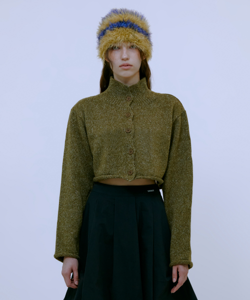 Boucle Turtleneck Кардиган (KHAKI)