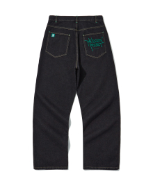 Baggy work denim pants [pirate black]