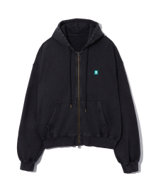 SMILE cotton hoodie Zip-Up [pigment black]