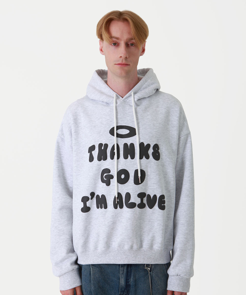 IM ALIVE HOODIE-WHITE MELANGE
