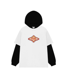 WAFFLE LAYERED HOODED LONG SLEEVE - WHITE