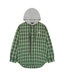 S.L CHECK ZIPPER HOODIE SHIRTS - GREEN