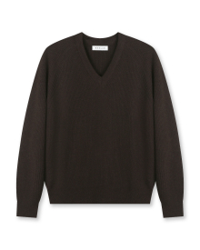 OVERSIZED V NECK KNIT BROWN