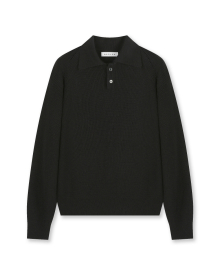 REGULAR FIT COLLAR KNIT BLACK