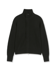 HIGH NECK ZIP UP KNIT JACKET BLACK